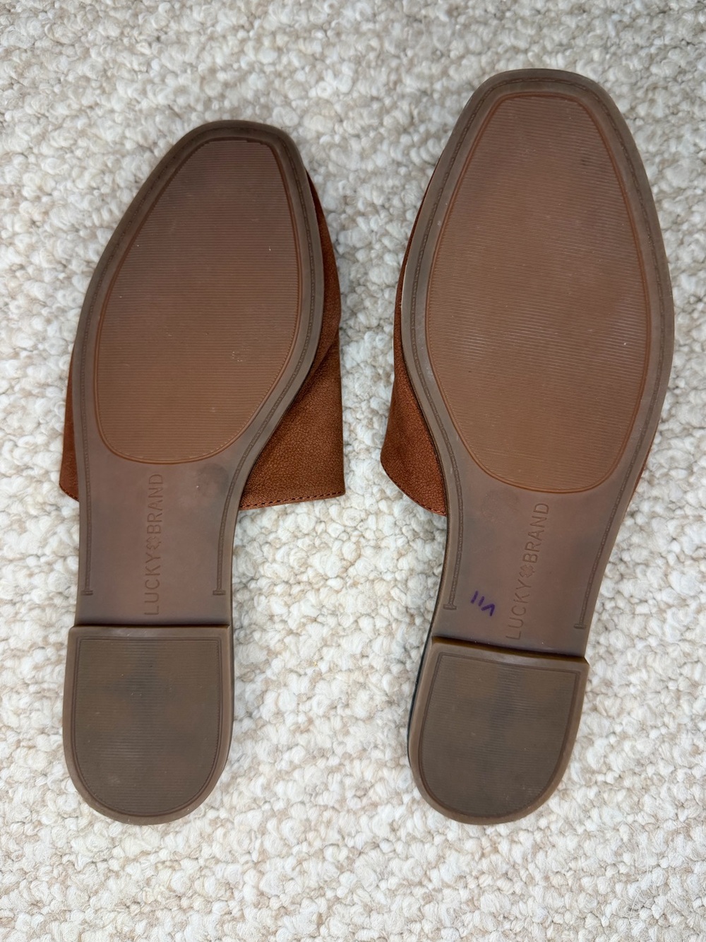 Lucky Brand Acasia Brown Suede Square Toe Flat Mule Slides 6.5 - Picture 3 of 5